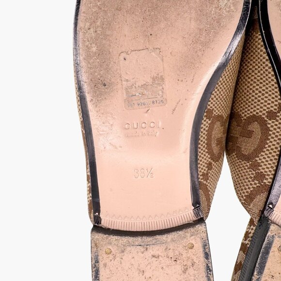 Gucci Princetown Horsebit Loafer Mule EU 38.5 US 8.5 Beige Jumbo GG Canvas Flat - Picture 12 of 15